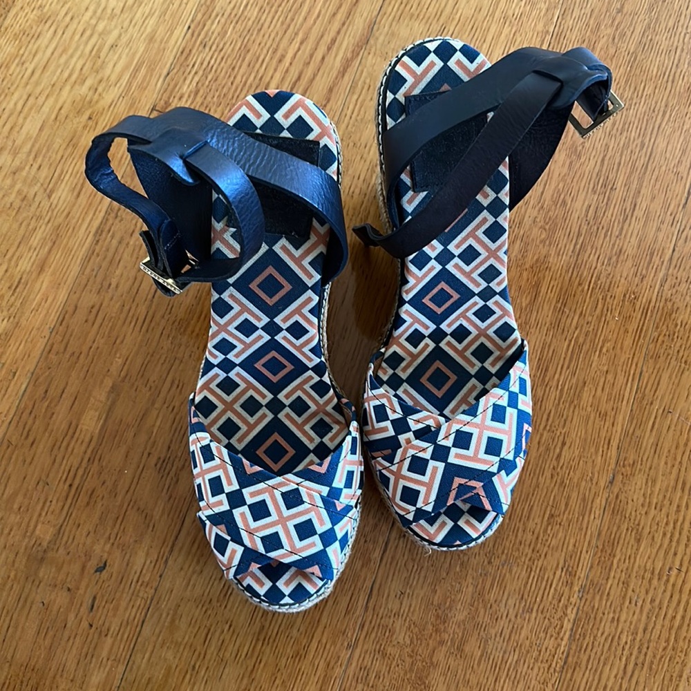 Tory Burch platform wedge espadrille sandals